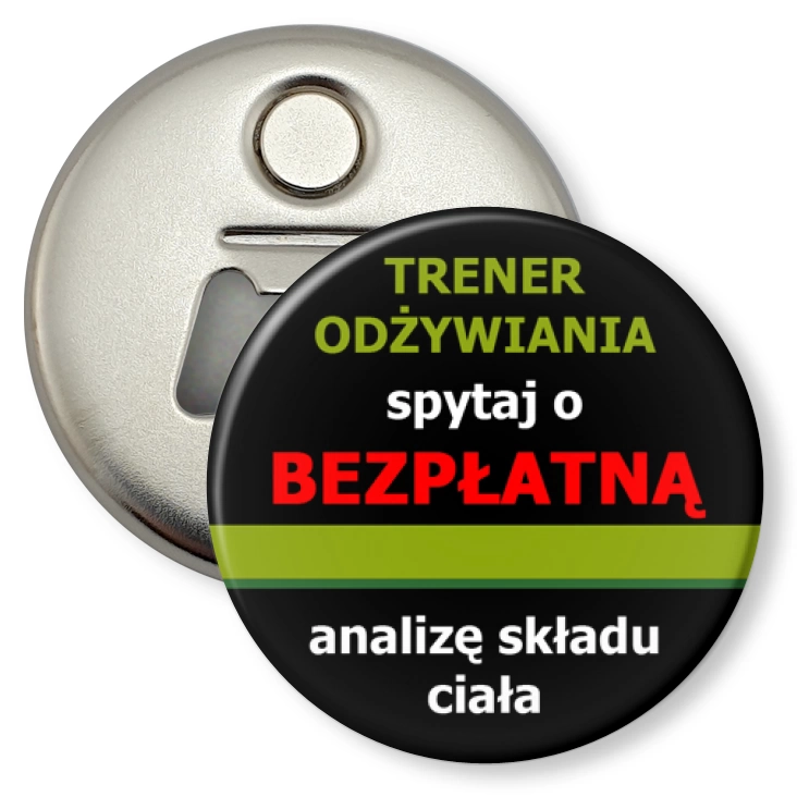 przypinka otwieracz-magnes Trener odżywiania 4
