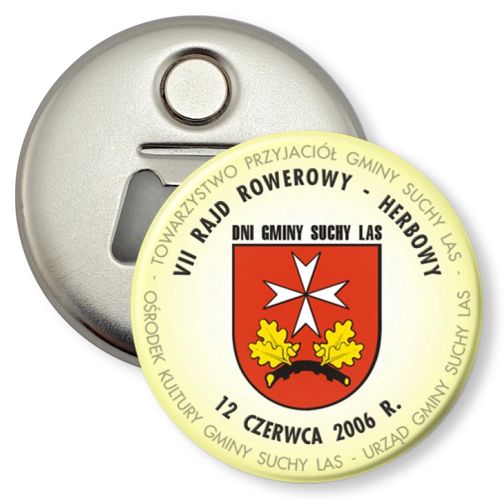 przypinka otwieracz-magnes VII Rajd Rowerowy - Herbowy
