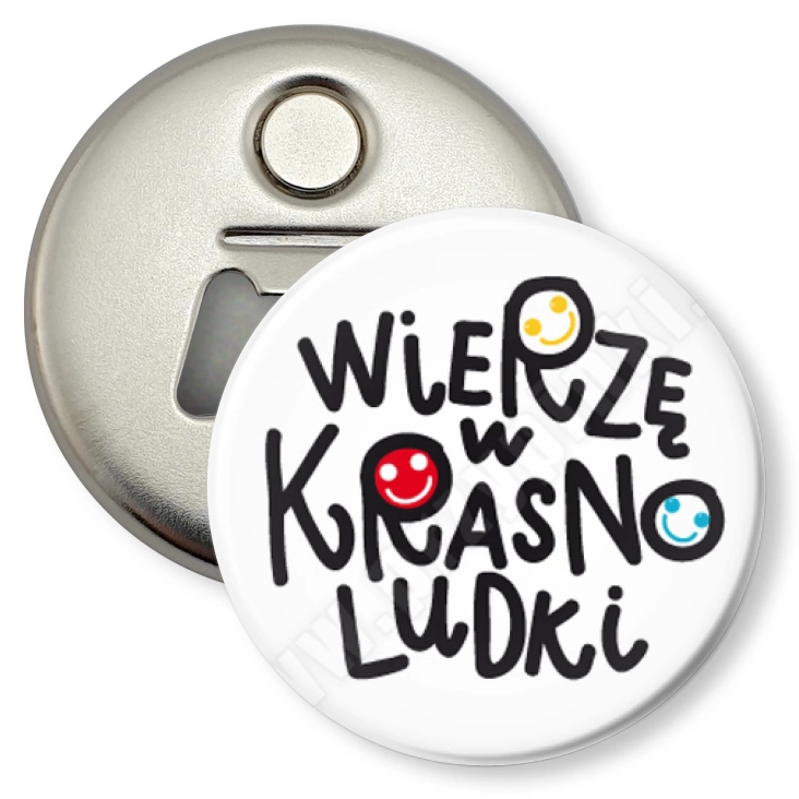 przypinka otwieracz-magnes Wierzę w Krasnoludki