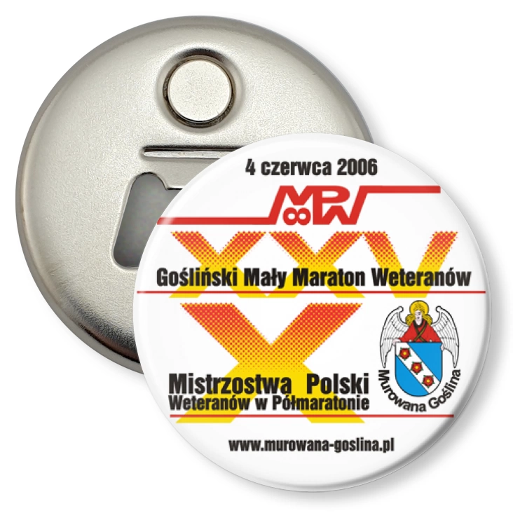 przypinka otwieracz-magnes X Mistrzostwa Polski w Półmaratonie Weteranów