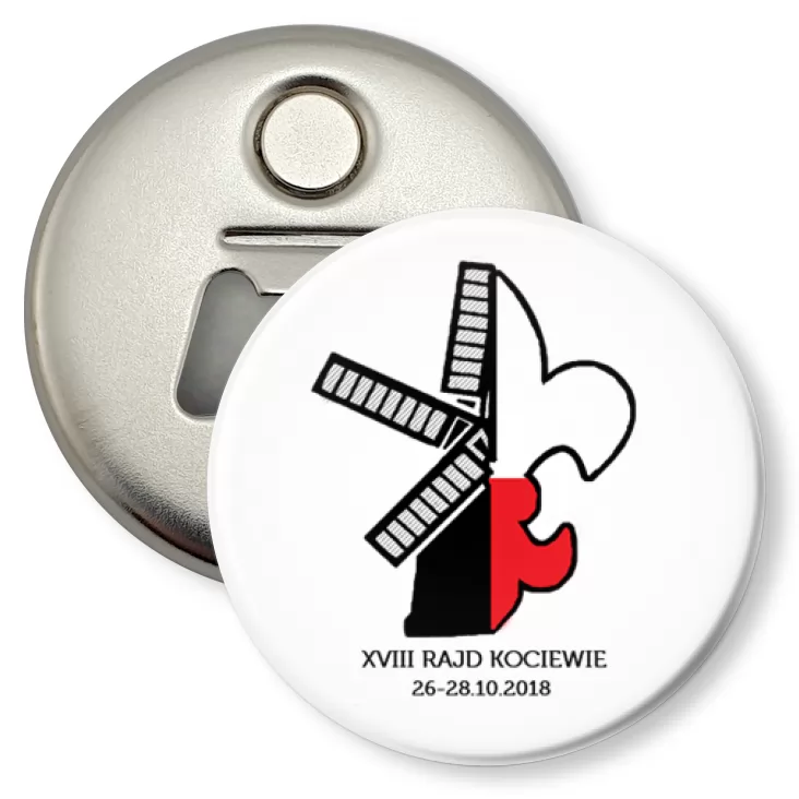 przypinka otwieracz-magnes XVIII Rajd Kociewie