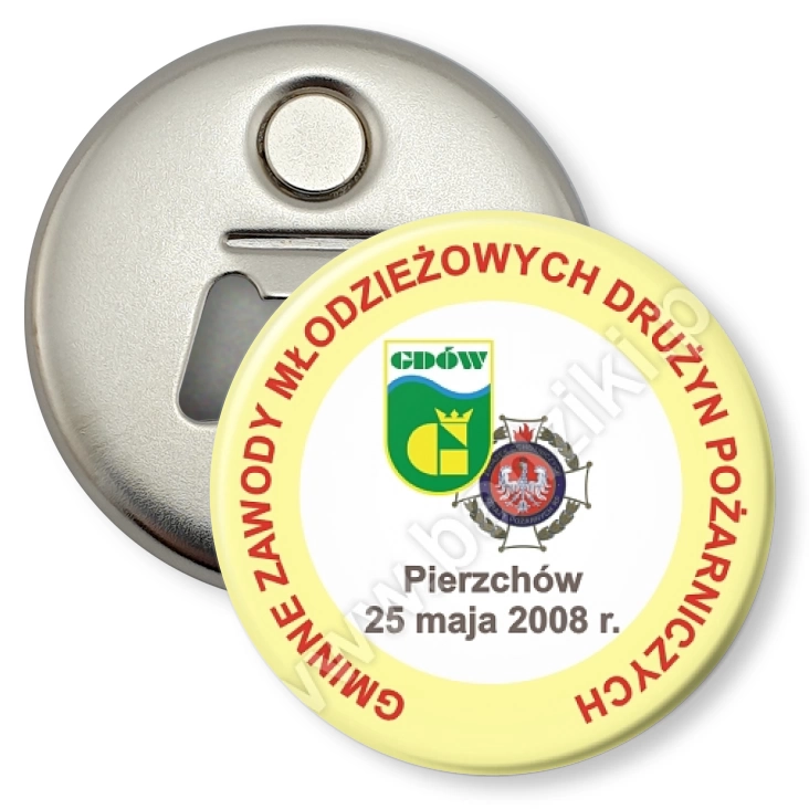 przypinka otwieracz-magnes Zawody Młodzieżowych Drużyn Pożarniczych