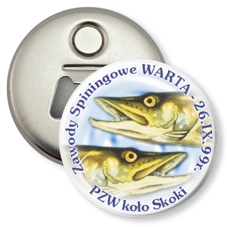 przypinka otwieracz-magnes Zawody Spiningowe WARTA