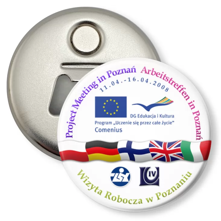 przypinka otwieracz-magnes Comenius ZSK LO4 Poznań