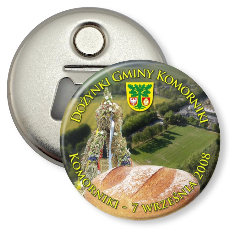 przypinka otwieracz-magnes Dożynki Gminy Komorniki 2008