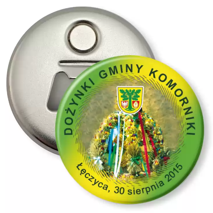 przypinka otwieracz-magnes Dożynki Gminy Komorniki 2015