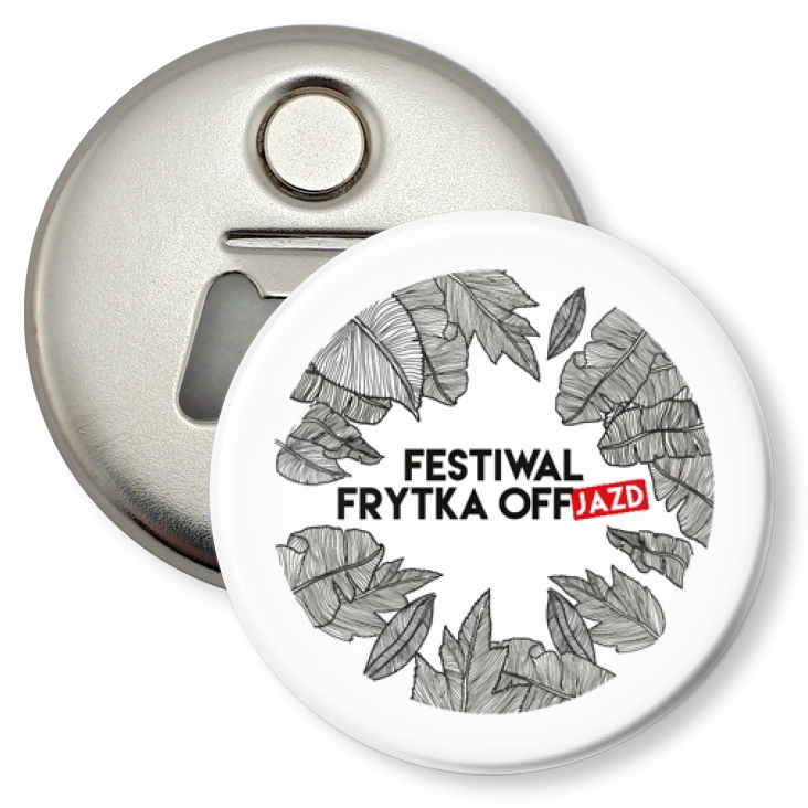 przypinka otwieracz-magnes Festiwal Frytka OFFjazd