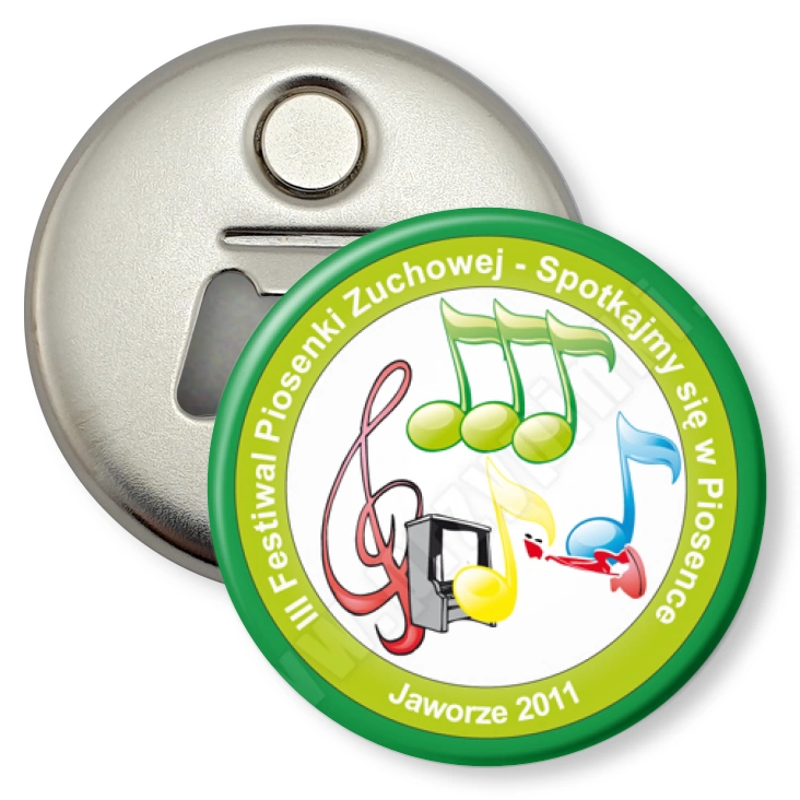 przypinka otwieracz-magnes Festiwal Piosenki Zuchowej w Jaworze