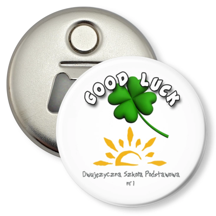 przypinka otwieracz-magnes Good Luck