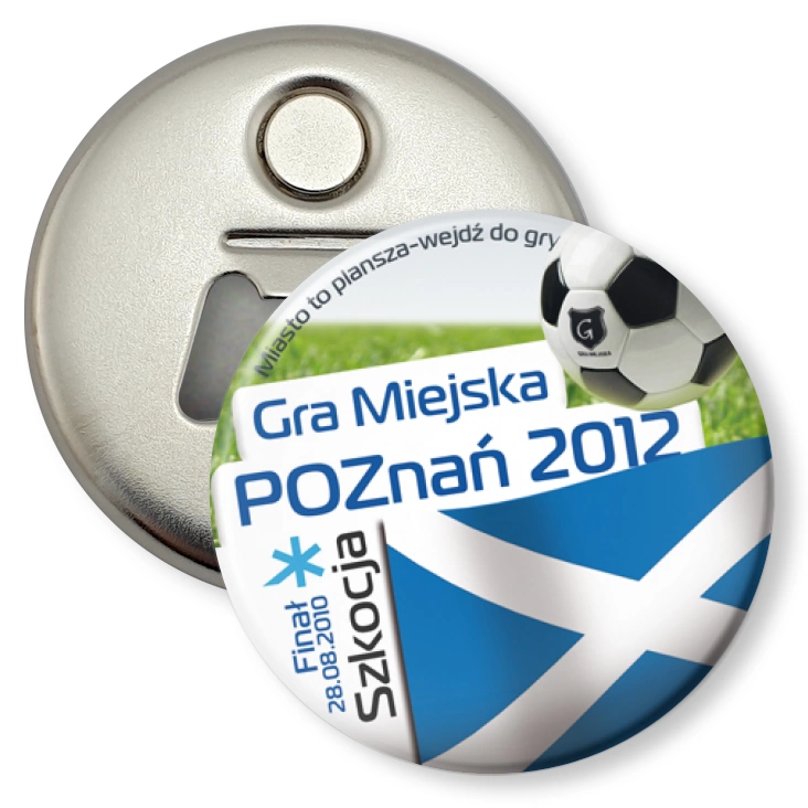 przypinka otwieracz-magnes Gra Miejska - Poznań 2012 - Szkocja