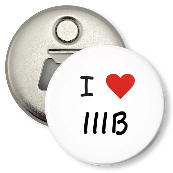 przypinka otwieracz-magnes I love IIIB