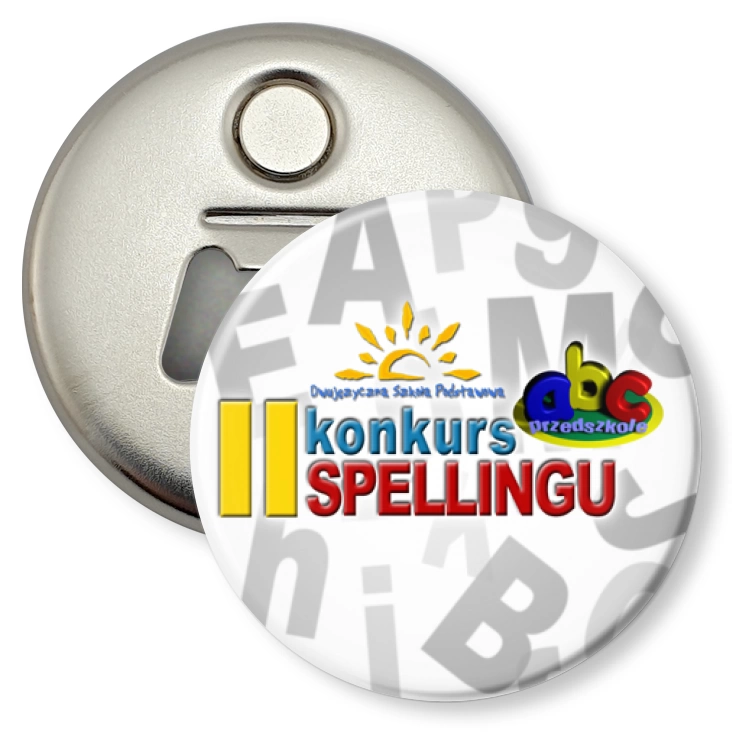 przypinka otwieracz-magnes II konkurs spellingu