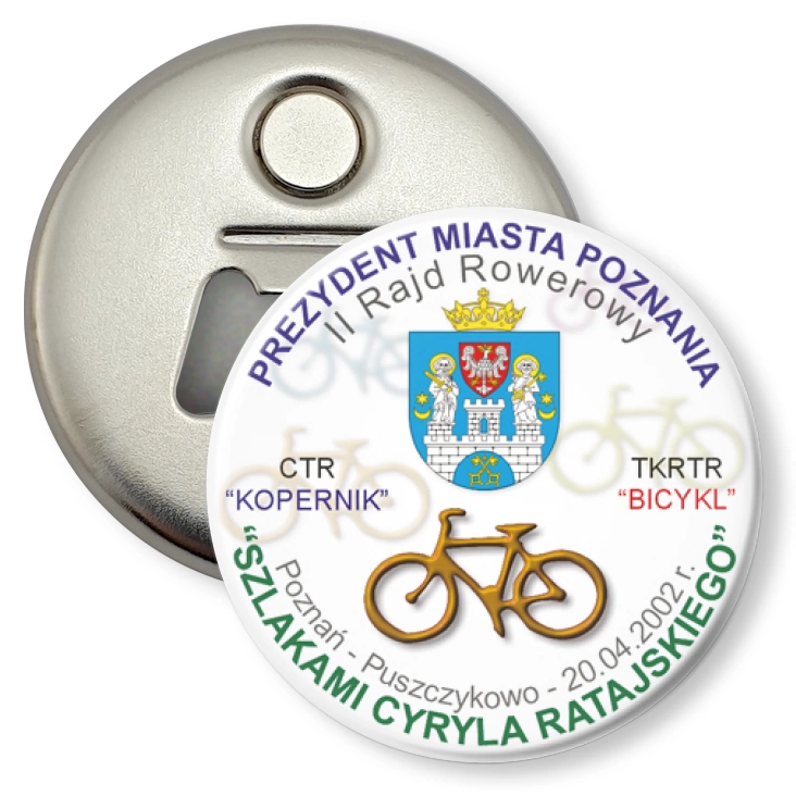 przypinka otwieracz-magnes II Rajd Rowerowy Szlakami Cyryla Ratajskiego