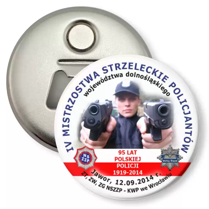 przypinka otwieracz-magnes IV Mistrzostwa Strzeleckie Policjantów