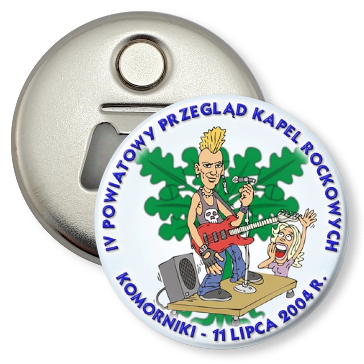 przypinka otwieracz-magnes IV Powiatowy Przegląd Kapel Rockowych