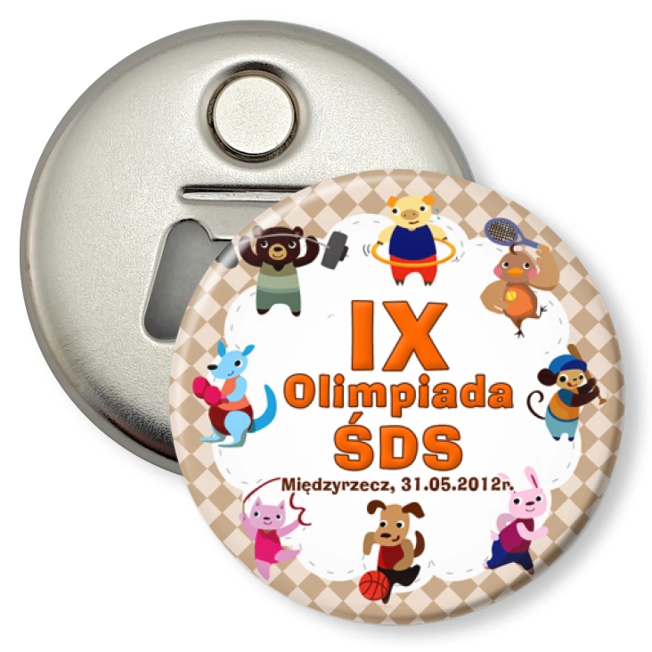 przypinka otwieracz-magnes IX Olimpiada ŚDS