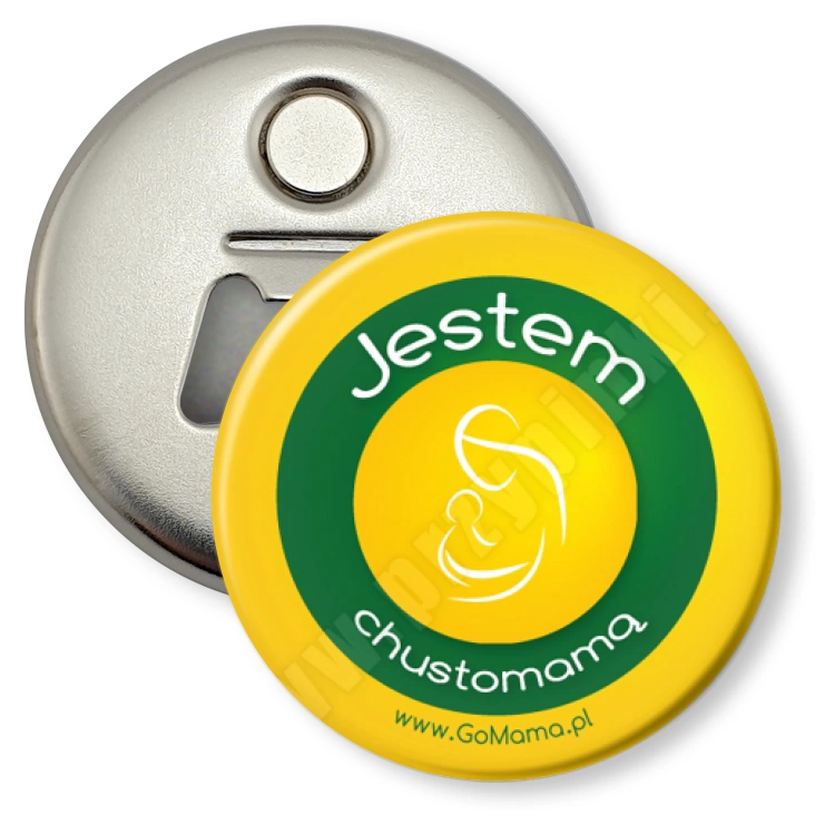 przypinka otwieracz-magnes Jestem chustomama