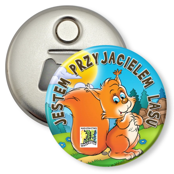 przypinka otwieracz-magnes Jestem Przyjacielem Lasu