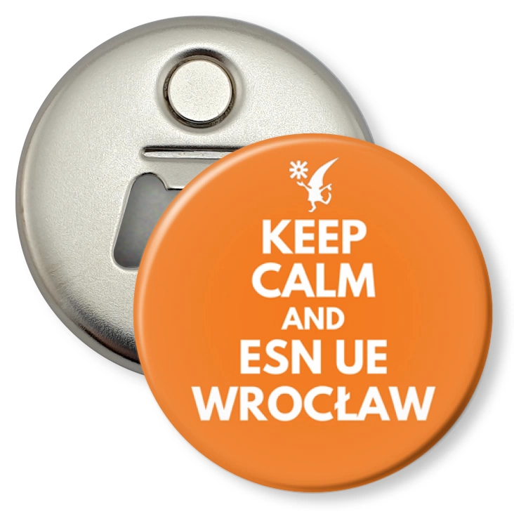 przypinka otwieracz-magnes Keep calm and ESN