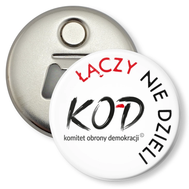 przypinka otwieracz-magnes Kod łączy nie dzieli