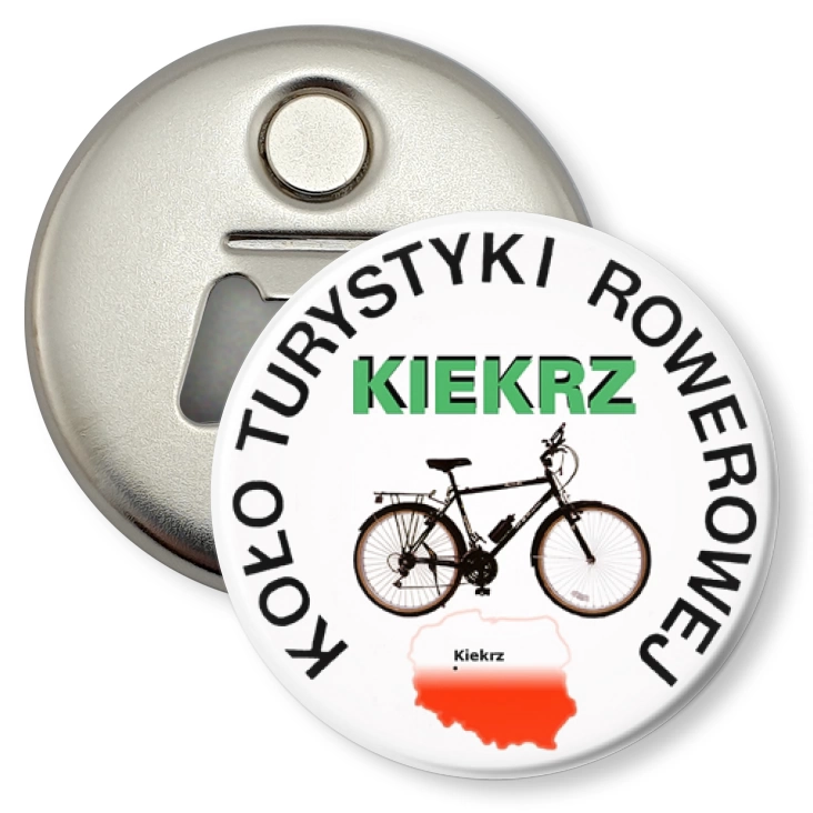 przypinka otwieracz-magnes Koło Turystyki Rowerowej Kiekrz