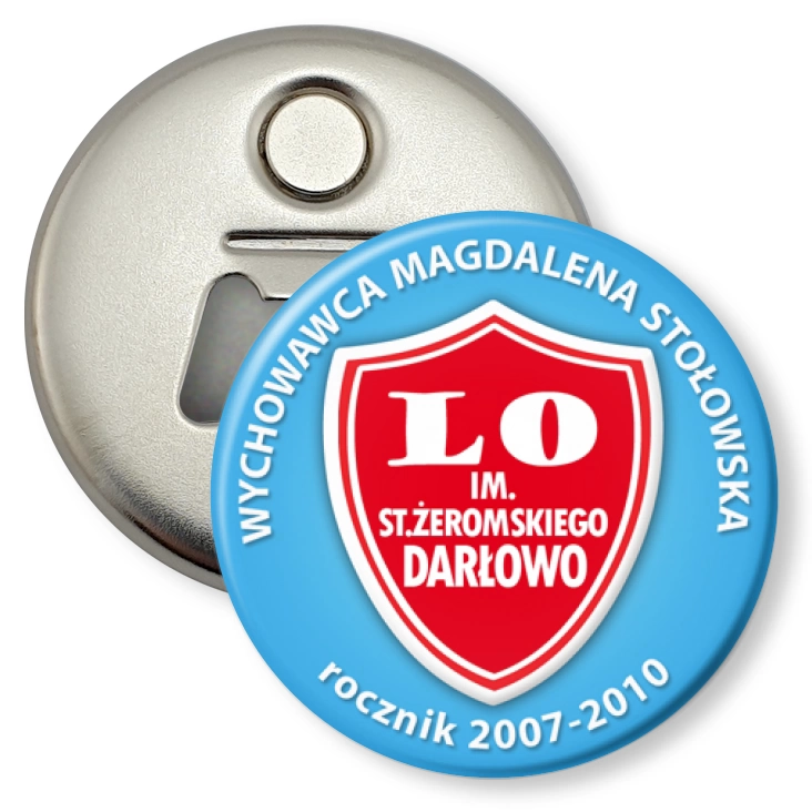 przypinka otwieracz-magnes LO w Darłowie