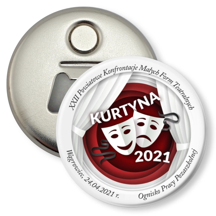 przypinka otwieracz-magnes Kurtyna 2021