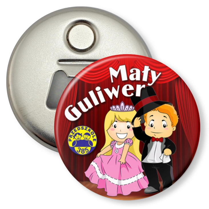 przypinka otwieracz-magnes Mały Guliwer