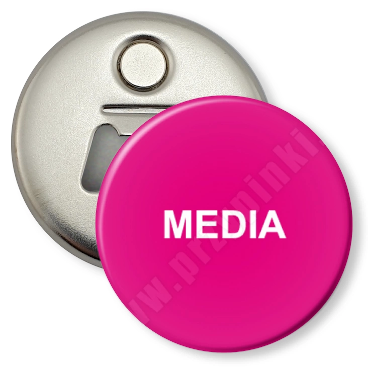 przypinka otwieracz-magnes Media