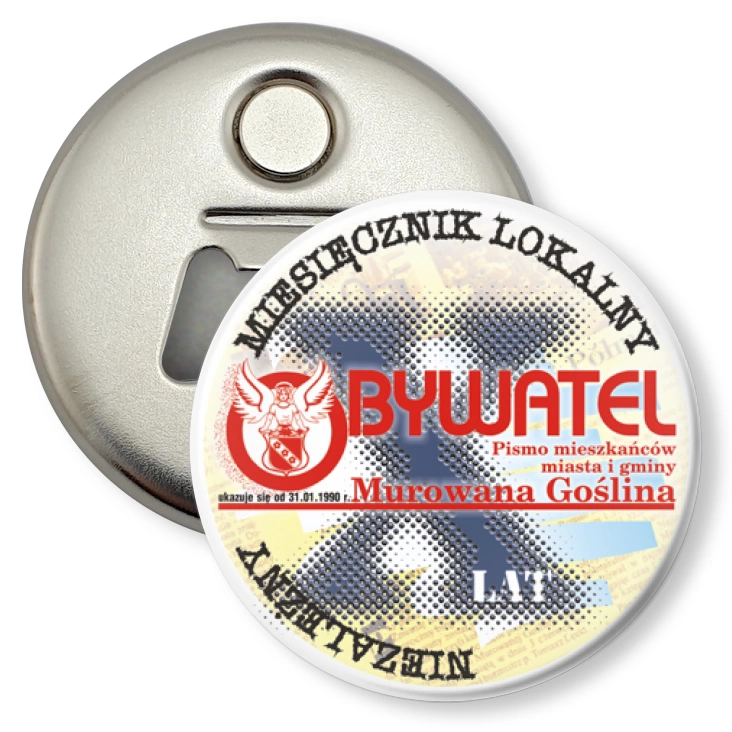 przypinka otwieracz-magnes Obywatel - X lat