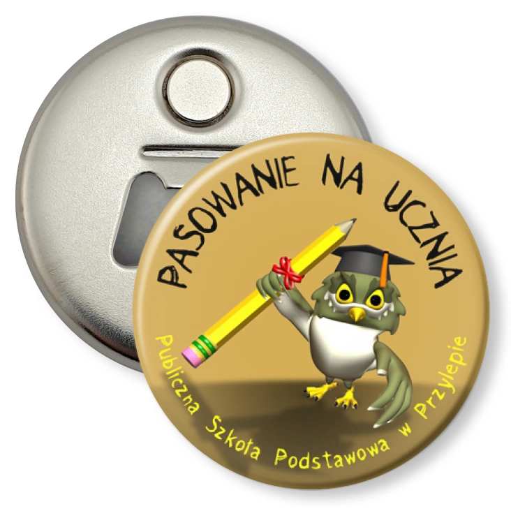 przypinka otwieracz-magnes Pasowanie na ucznia - SP w Przylepie
