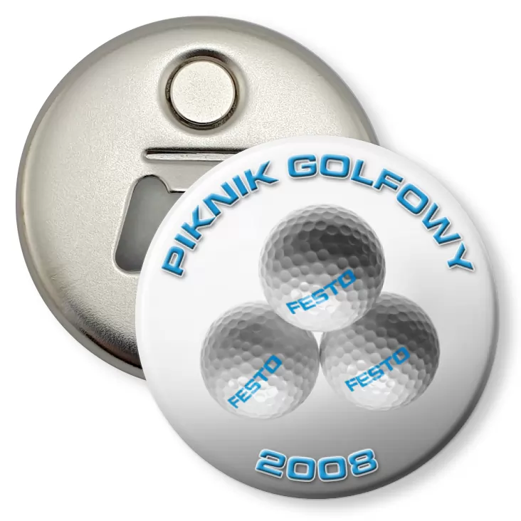 przypinka otwieracz-magnes Piknik golfowy 2008