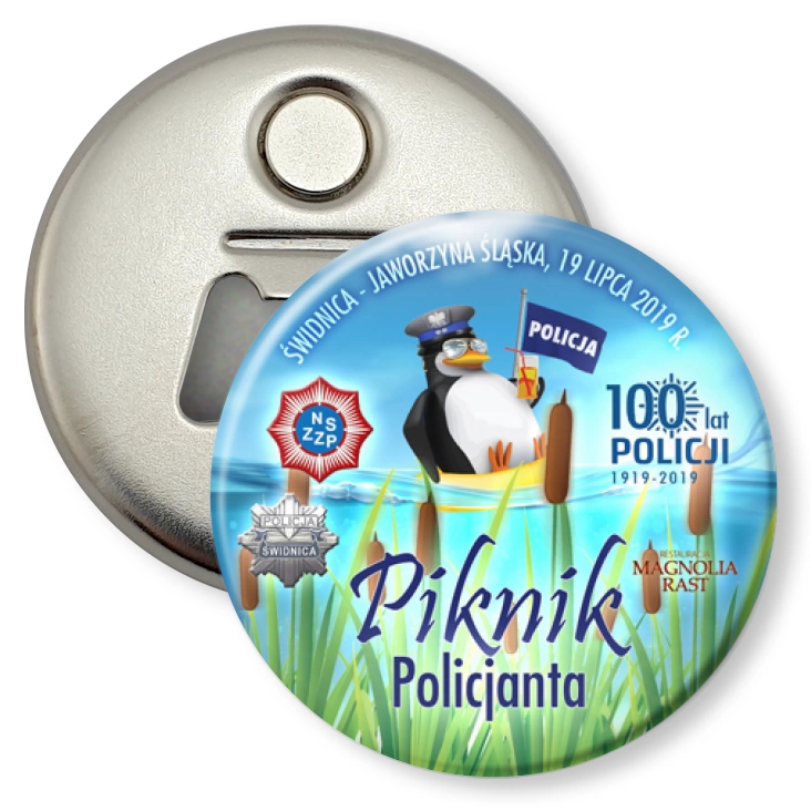 przypinka otwieracz-magnes Piknik Policjanta - Świdnica 2019