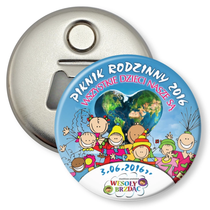 przypinka otwieracz-magnes Piknik rodzinny