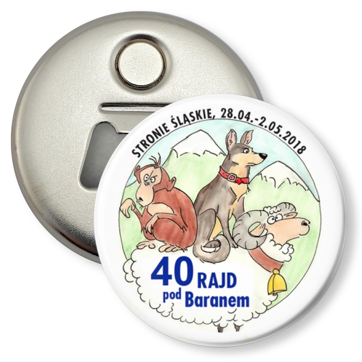 przypinka otwieracz-magnes 40 Rajd pod Baranem