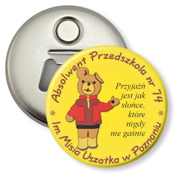 przypinka otwieracz-magnes Absolwent przedszkola nr 74