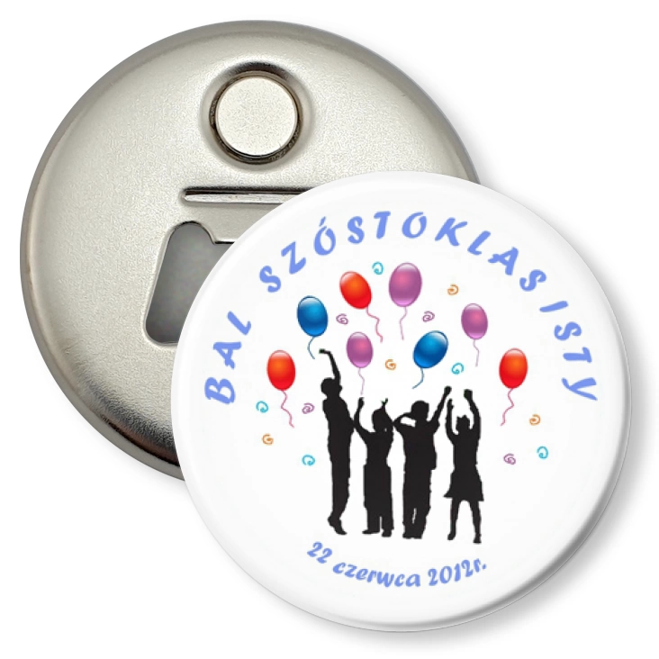 przypinka otwieracz-magnes Bal szóstoklasisty