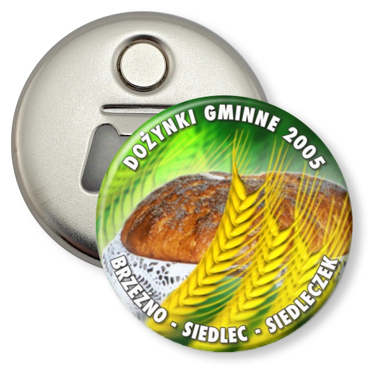 przypinka otwieracz-magnes Dożynki Gminne 2005 Brzeźno - Siedlec - Siedleczek