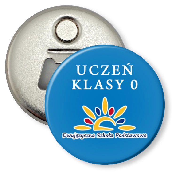 przypinka otwieracz-magnes Dwujęzyczna Szkoła Podstawowa 0