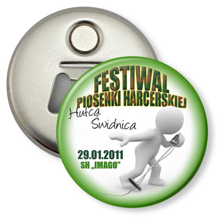 przypinka otwieracz-magnes Festiwal Piosenki Harcerskiej - Hufiec Świdnica