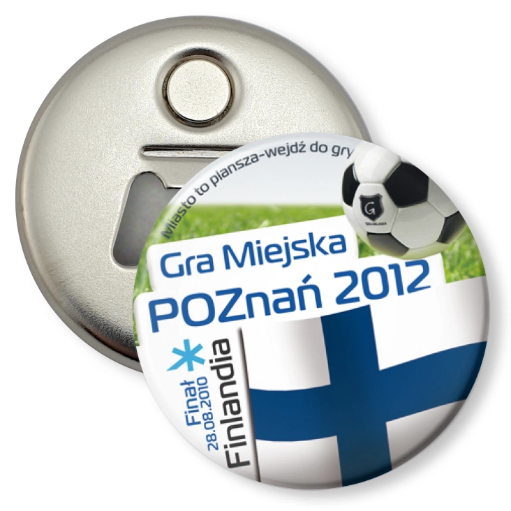 przypinka otwieracz-magnes Gra Miejska - Poznań 2012 - Finlandia