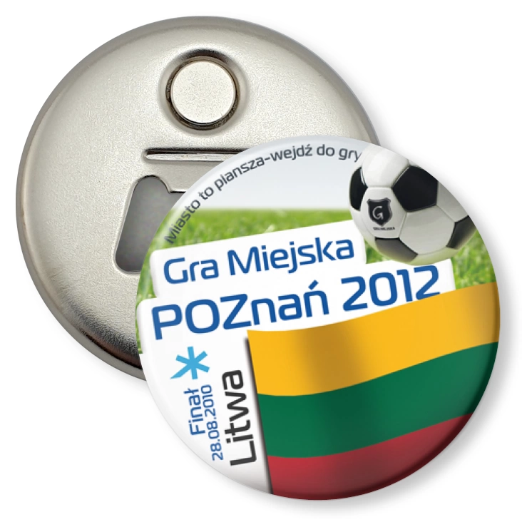przypinka otwieracz-magnes Gra Miejska - Poznań 2012 - Litwa