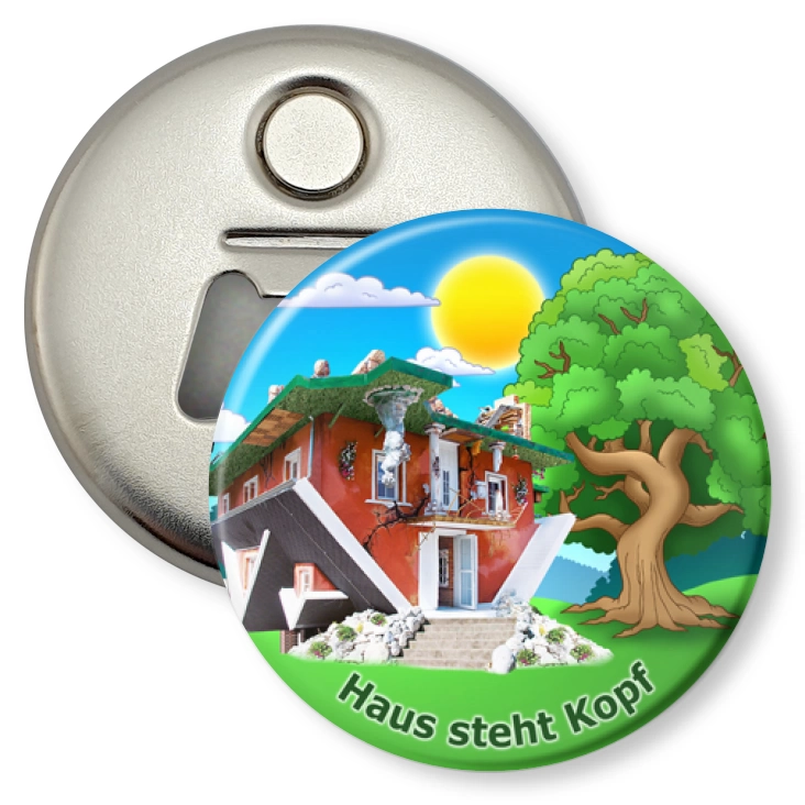 przypinka otwieracz-magnes Haus Steht Kopf