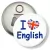 Przypinka otwieracz-magnes I Love English
