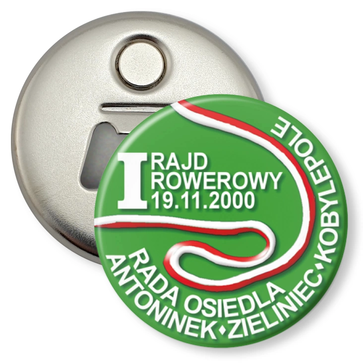 przypinka otwieracz-magnes I Rajd Rowerowy