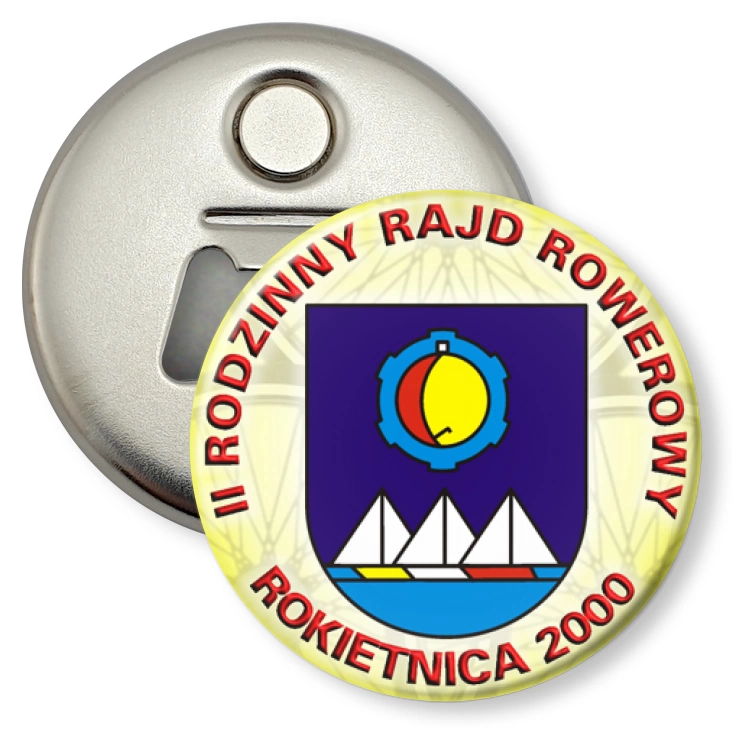 przypinka otwieracz-magnes II Rodzinny Rajd Rowerowy - Rokietnica 2000