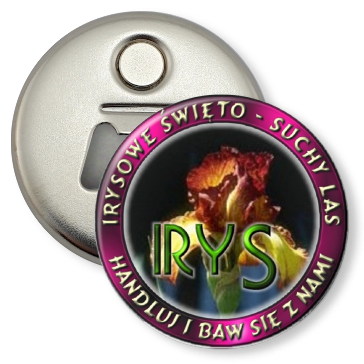 przypinka otwieracz-magnes Irysowe Święto - Suchy Las