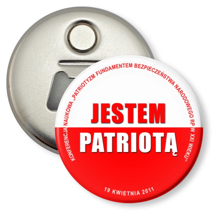 przypinka otwieracz-magnes Jestem Patriotą