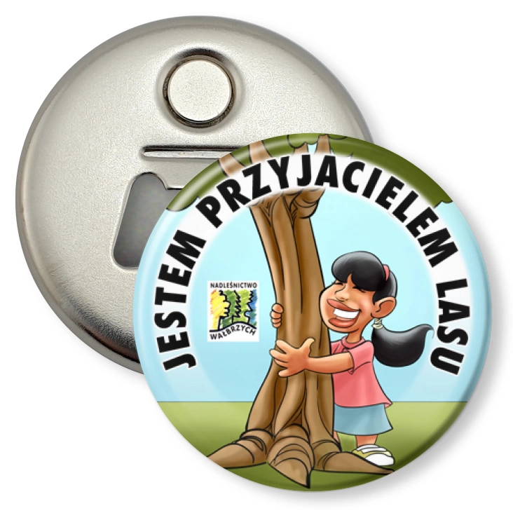 przypinka otwieracz-magnes Jestem Przyjacielem Lasu