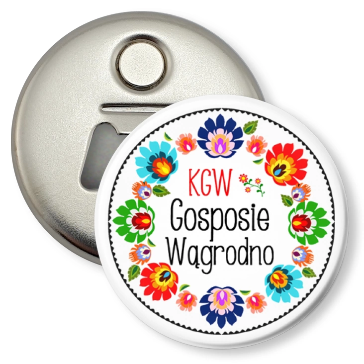 przypinka otwieracz-magnes KGW Gosposie Wągrodno